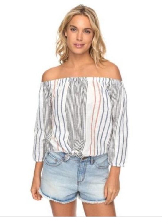 Roxy Tops - Off shoulder striped roxy blouse